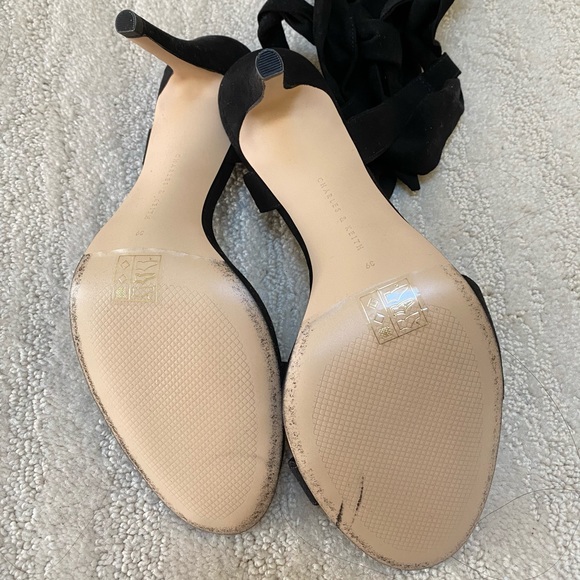 Charles & Keith Black Tie Back Bow Heels (New) - Picture 2 of 6